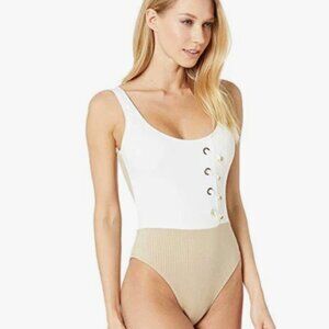 Derek Lam Anthropology 10 Crosby Colorblock Rib Knit One-piece SwimSuit Sz M